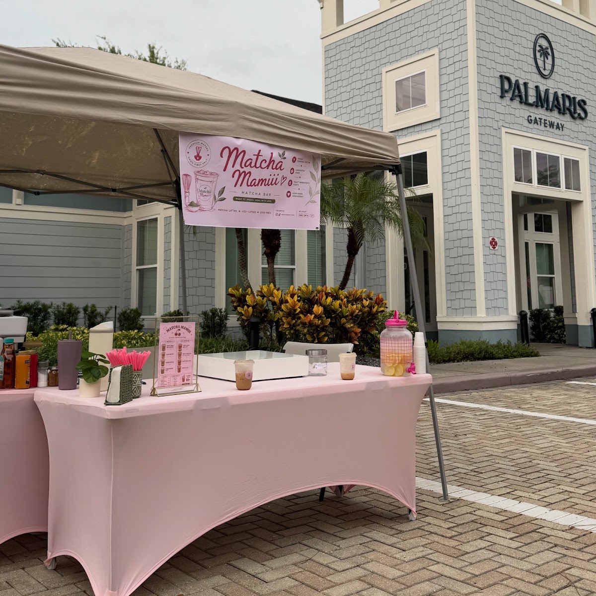 Matcha Mamiii mobile bar setup at a Tampa Bay apartment community
